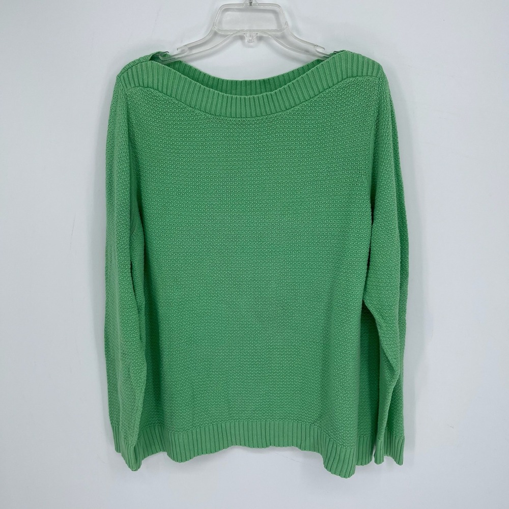 Lands' End Women's Green Textured Boatneck Pullover Sweater Plus Size 2X 20W-22W
